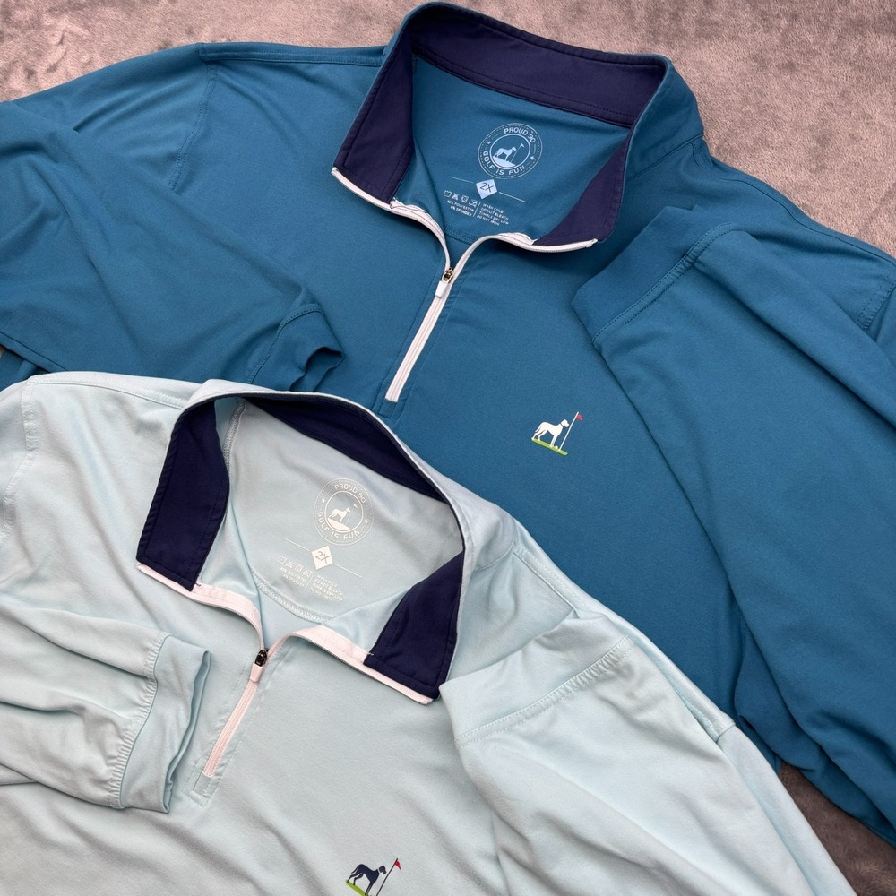 Proud 90 Golf 1/4 Zip Mens 2XL Blue (Lot of 2) Performance Pullover Stretch XXL